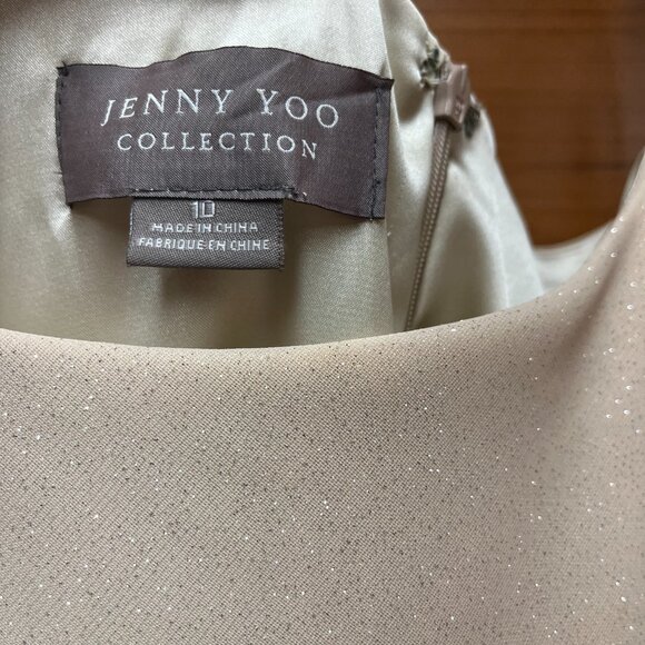 Jenny Yoo Blake Crossover Bridesmaid Dress Gold Glitter Size 10 - Picture 4 of 6